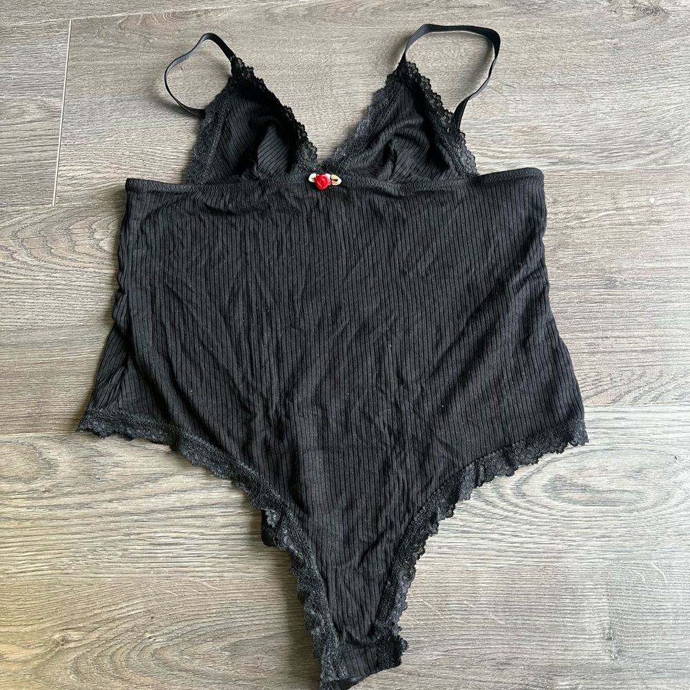 Topshop Black Lace Trim Bodysuit